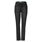 Coated Jeans Casual Fit Slim Legs Cecil , Black , Dames