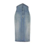 Indigo Blauwe Rits Rok Alexander McQueen , Blue , Dames