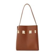 Bruine Gestructureerde Shopper met Ivoordetails Marni , Brown , Dames