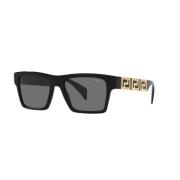 Zwart/Grijs Zonnebril met Gouden Logo Versace , Black , Heren