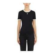 Katoenen Signature T-shirt Courrèges , Black , Dames