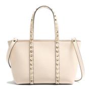 Witte leren schoudertas met studs Valentino Garavani , White , Dames