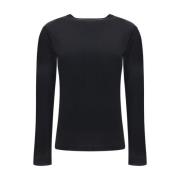 Zijden Crew Neck Trui met Lange Mouwen Fabiana Filippi , Black , Dames