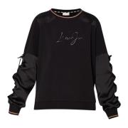 Katoenen sweatshirt met satijnen mouwen Liu Jo , Black , Dames