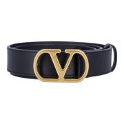 Handtekening V Logo Riem Valentino Garavani , Black , Dames