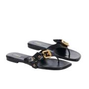 Zwarte Leren Instap Sandalen Chloé , Black , Dames