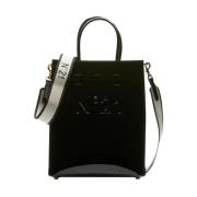 Verticale Tote Tas met Logo Detail N21 , Black , Dames