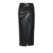 Imitatie leren lange rok gerimpeld Simona Corsellini , Black , Dames