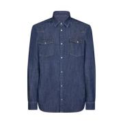 Slim Fit Western Shirt in Blauw Denim Dondup , Blue , Heren