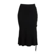 Verstelbare Zijdelingse Split Polyester Rok Twinset , Black , Dames