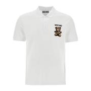 Geborduurd logo wit katoenen poloshirt Moschino , White , Heren