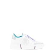 Monogram Sneakers met Contrast Hiel Roberto Cavalli , White , Dames