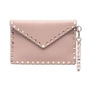 Roze leren studded clutch tas Valentino Garavani , Pink , Dames