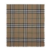 Vintage Check Patroon Wol Sjaal Burberry , Brown , Dames