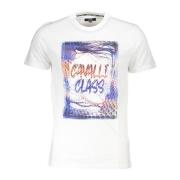 Witte T-shirt met korte mouwen en logo print Cavalli Class , White , H...