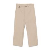 Beige Cropped Katoen Linnen Broek Brunello Cucinelli , Beige , Dames