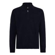 Wol/Nylon Half-Zip Trui Boggi Milano , Blue , Heren