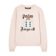 Lichtroze Sweater Voorprint Lange Mouw Palm Angels , Pink , Heren