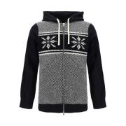 Katoenen Hoodie met Wol Gebreid Voorpaneel Junya Watanabe , Black , He...