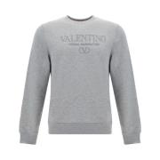 Monogram Katoenen Sweatshirt met Geribbelde Details Valentino , Gray ,...