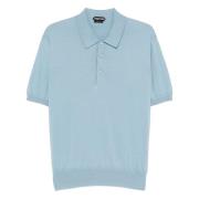 Katoenen poloshirt met 3 knopen Tom Ford , Blue , Heren