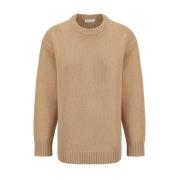 Monochrome Cashmere Sweater met Geribbelde Hals Chloé , Beige , Dames