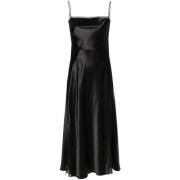 Zwarte Sheer Panelled Slip Midi Jurk Vince , Black , Dames