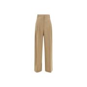 Wijde broek met rits en zakken Róhe , Beige , Dames