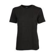 Katoenen T-shirt met Logo Borduurwerk Dondup , Black , Dames