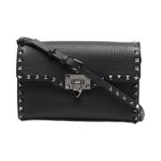 Zwarte Rockstud Leren Schoudertas Valentino Garavani , Black , Dames