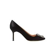 Klassieke Zwarte Hangisi Kristal Satijn Pumps Manolo Blahnik , Black ,...