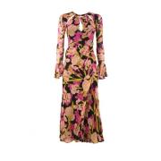 Bloemenpatroon lange jurk Viscose Pinko , Multicolor , Dames