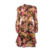 Bloemen Ruche Korte Jurk Viscose Pinko , Multicolor , Dames