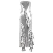 Sequin Maxi Ruffle Jurk Rotate Birger Christensen , Gray , Dames