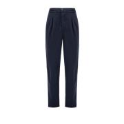 Blauwe Jogger Broek in Lyocell Kiton , Blue , Heren