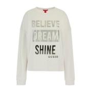 Logo Katoenen Sweater - Wit Guess , White , Heren