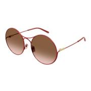 Elegante ronde metalen montuur zonnebril Chloé , Pink , Dames