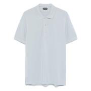 Piquet Polo Shirt met Lyocell en Katoen Tom Ford , Blue , Heren