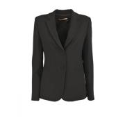 Formele Crepe Jas met Smalle Revers Pennyblack , Black , Dames