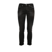 Skinny Fit Katoenen Jeans Dondup , Black , Heren