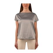 Vierkante Satijnen T-shirt RRD , Gray , Dames