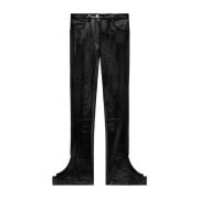 Zwarte gecoate katoenmix uitlopende broek Courrèges , Black , Dames