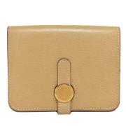 Pre-owned Leather wallets Hermès Vintage , Beige , Dames