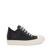 Zwarte Veterschoenen met Platte Zool Rick Owens , Black , Dames