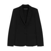 Polyester blazer vloeiende stof slim fit Pennyblack , Black , Dames