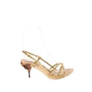 Pre-owned Leather sandals Miu Miu Pre-owned , Beige , Dames