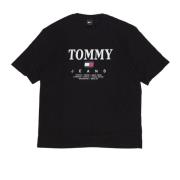 Zwarte Twist Tee Korte Mouw T-shirt Tommy Hilfiger , Black , Heren