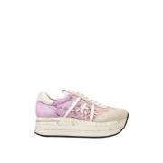 Gaatjesvetersneakers met platformszool Premiata , Pink , Dames