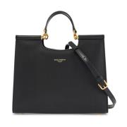 Zwarte kalfsleren tas met verstelbare riem Dolce & Gabbana , Black , D...