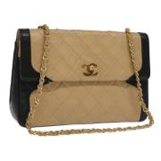 Pre-owned Leather chanel-bags Chanel Vintage , Beige , Dames